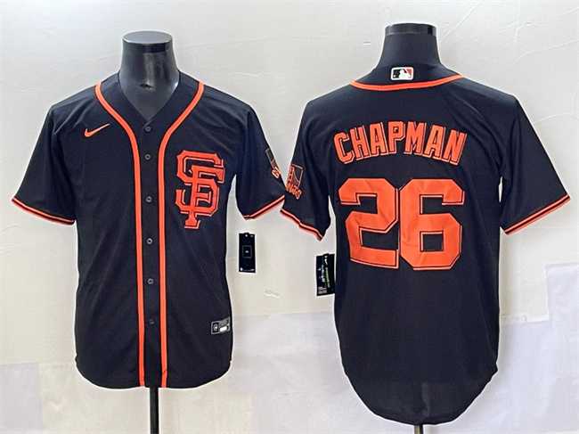 Mens San Francisco Giants #26 Matt Chapman Black Cool Base Stitched Jersey